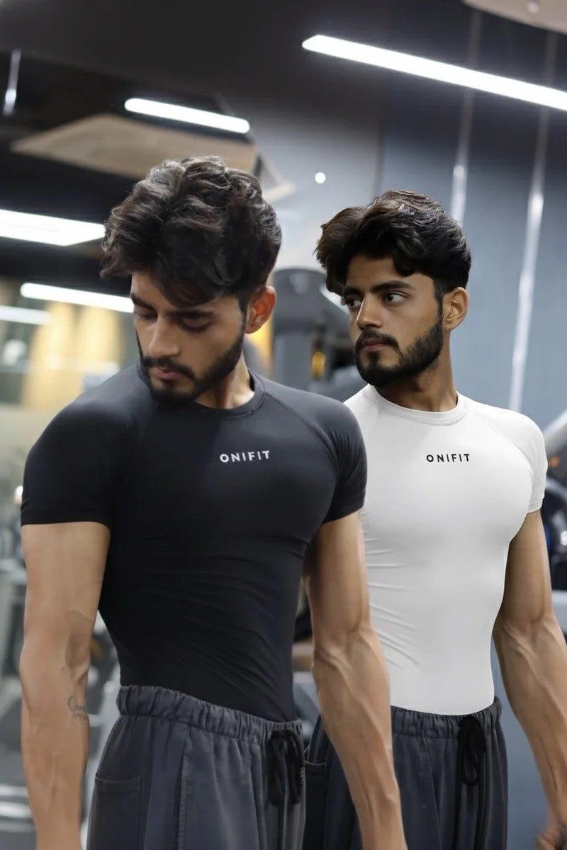 Onifit Compression Combo — Black & White (Half Sleeve)